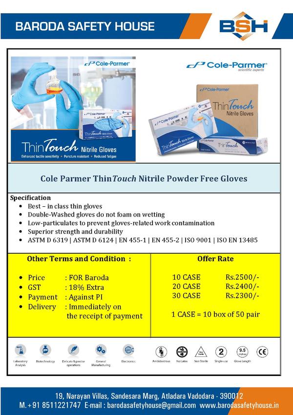 Cole Parmer ThinTouch Nitrile Powder Free Gloves S | Baroda