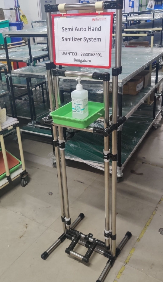 Foot operated Hand sanitizer dispenser system in B