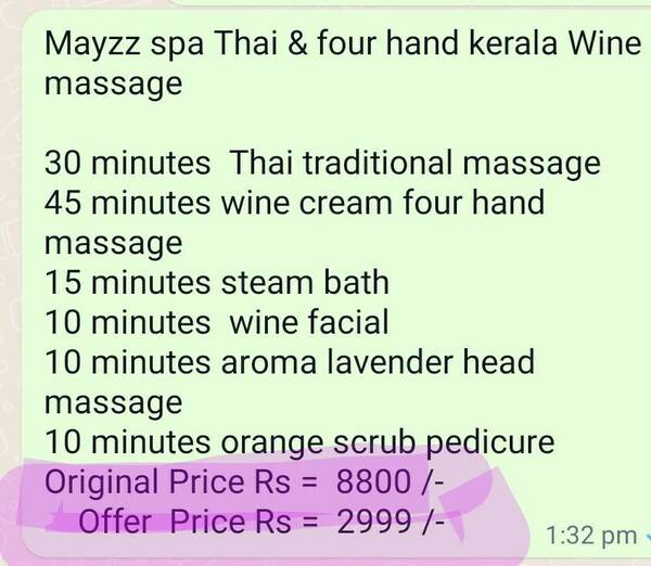 Mayzz spa Thai & four hand kerala Wine m