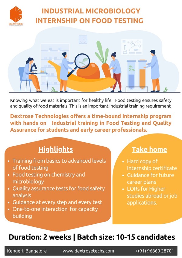 Internship Food testing 2021 Dextrose Technolog Dextrose