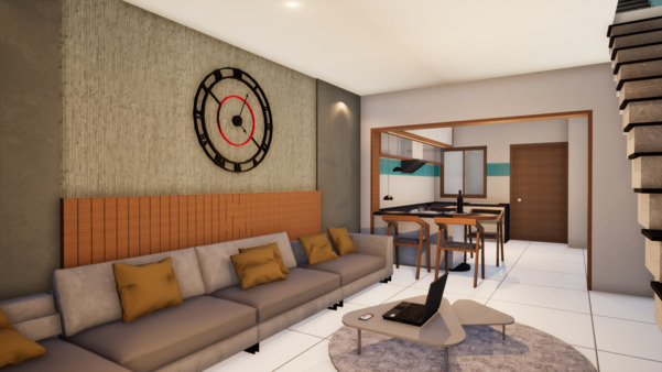 living hall back wall paneling