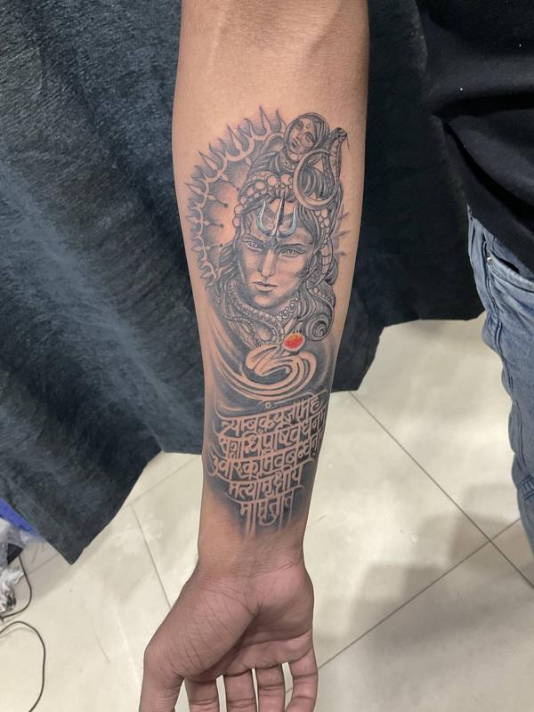 Shiva Tattoo with Mahamrityunjay mantra 