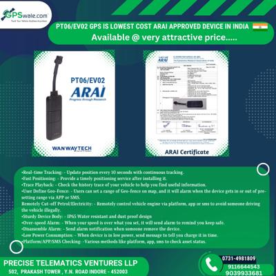 EV02 Gps Tracker ARAI APPROVED