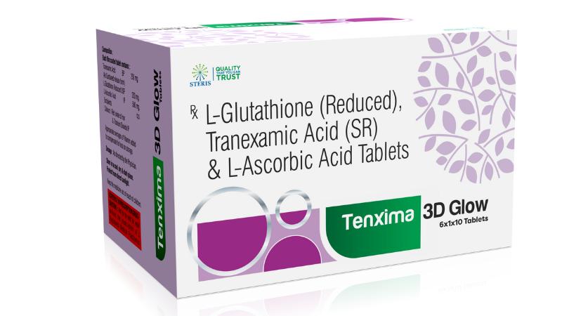 tranexamic acid and glutathione tablets uses for skin TENXIMA 3D GLOW L-glutathione (Reduced), Tranexami... | Steris Healthcare  Pvt Ltd