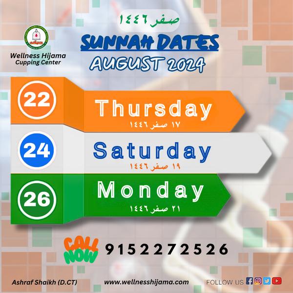 Sunnah Dates for the month of August'24.
