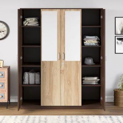 Nilkamal Willy 4 Door Mirror Wardrobe (New Wenge /