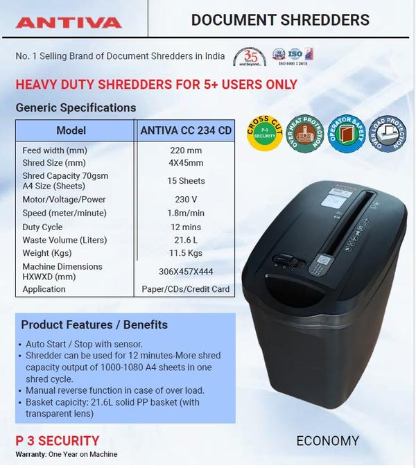 All new Antiva 234 cross cut paper shredder machin