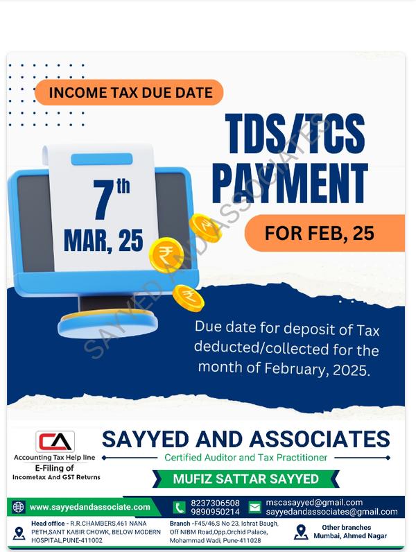 Incometax Due Dates 7 March 25