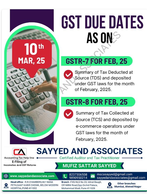 GSTR-7 and GSTR-8  summary of 