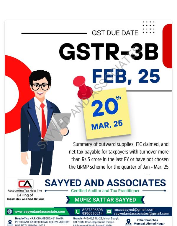 GSTR3B Last date to File is 20