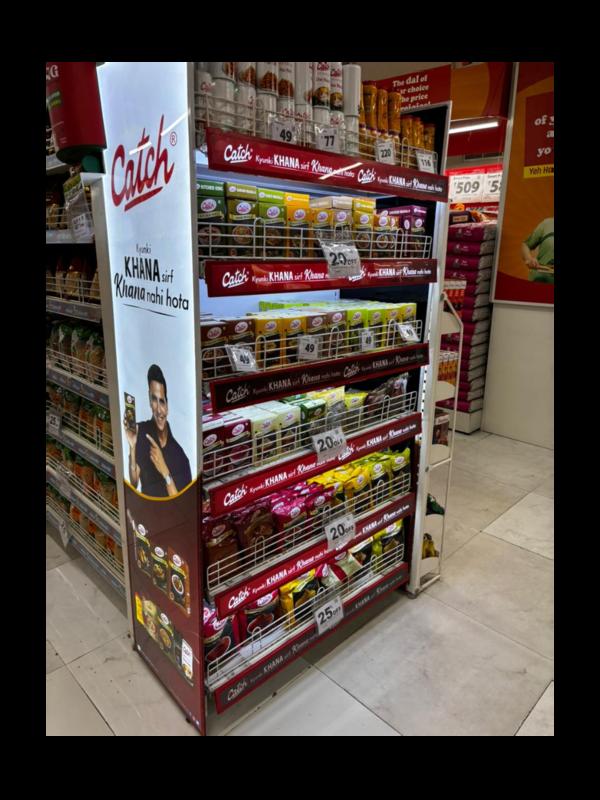 Retail branding end cap, side panel, bin, floor st