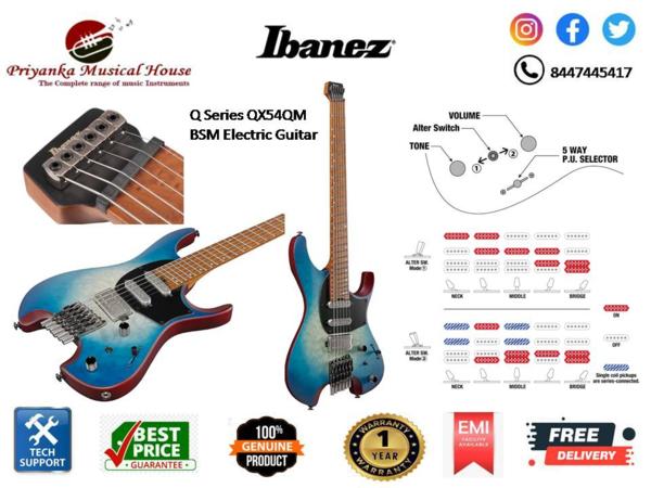 Ibanez　QX54QM-BSM Ibanez QX54QM BSM Q Standard Headless Electric Guitar 6 String