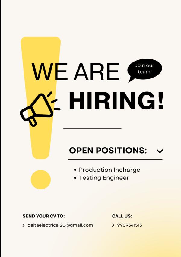 Job Vacancy In Delta ElectricalsWe are Looking f