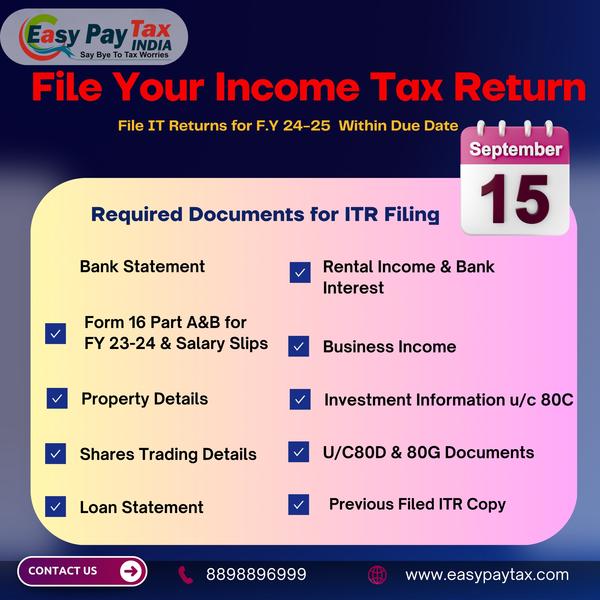 Income Tax filing due date 15