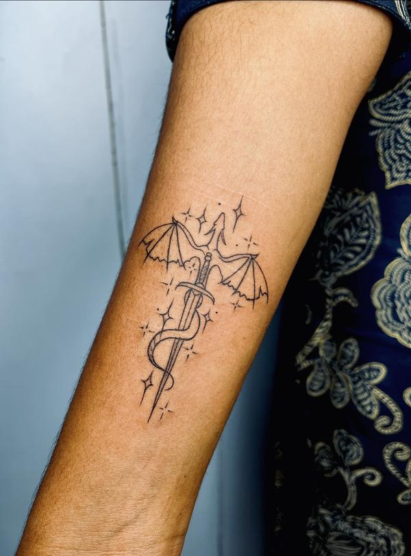 fine line feather tattoo