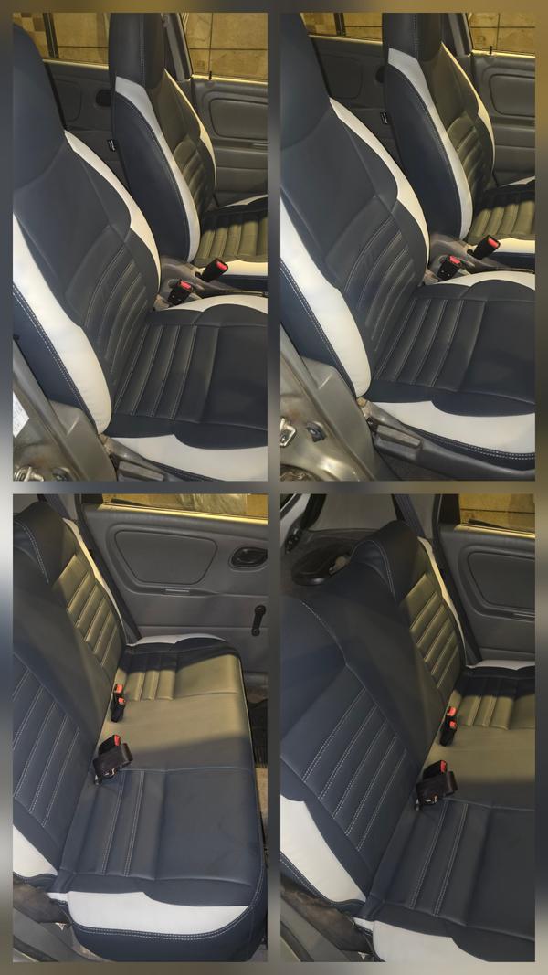 custom fitted dark grey seat c