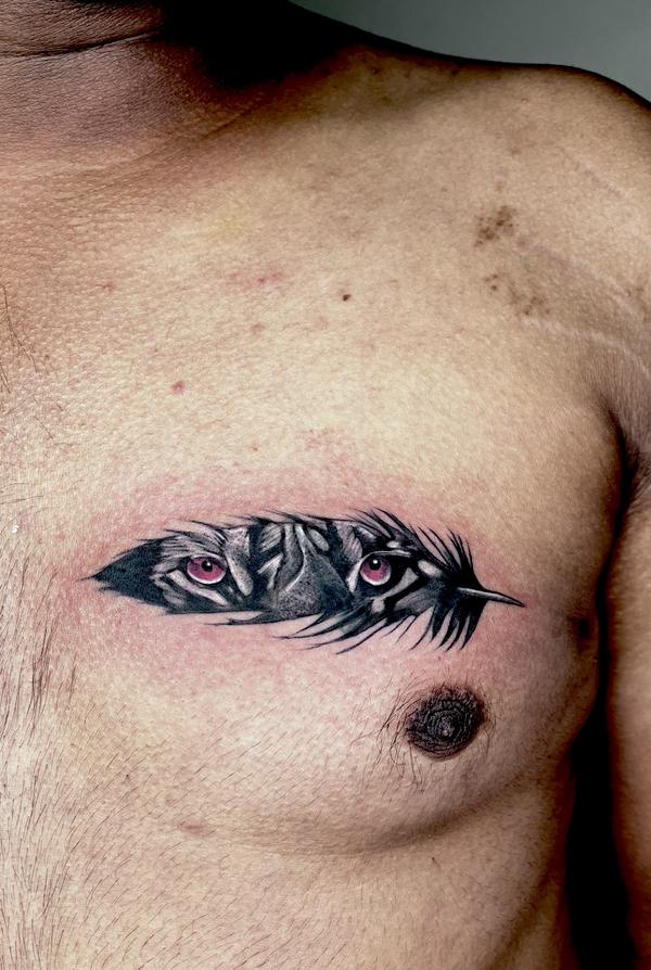 tiger eyes hyper realistic tat