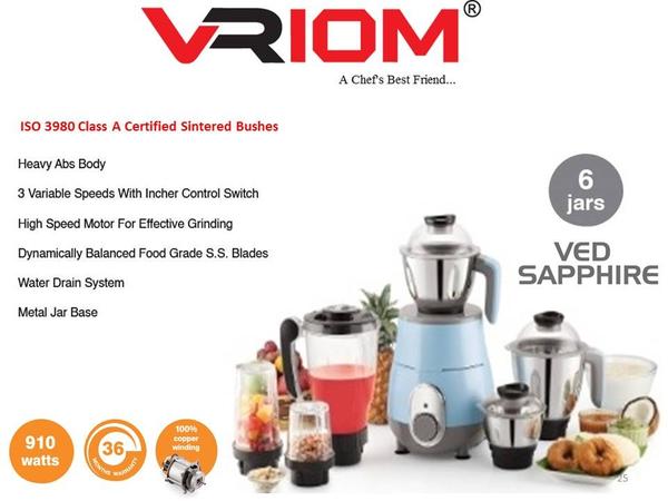 VRIOM VED SAPPHIRE 910 watts Mixer grinder with 36