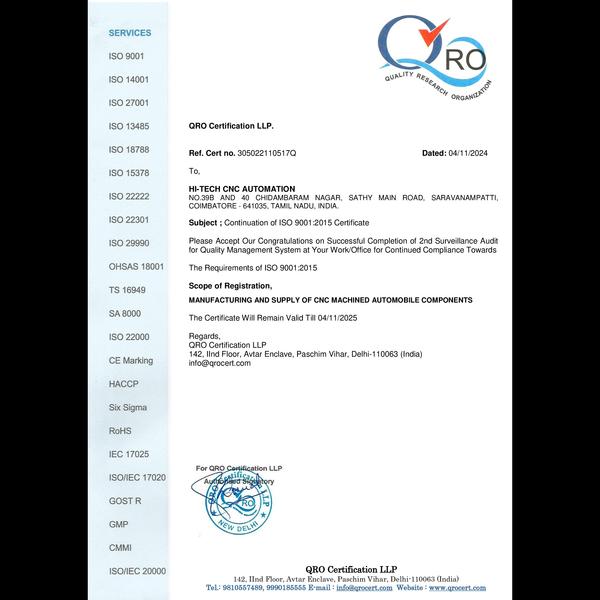 We are pleased to inform that HI-TECH CNC AUTOMATI