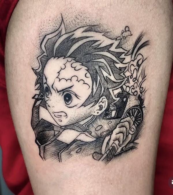 tanjiro anime tattoo madhapur