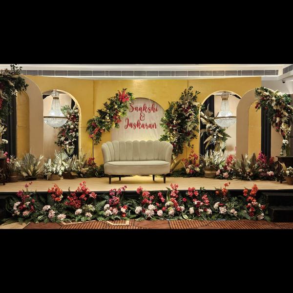 elegant wedding backdrop flora