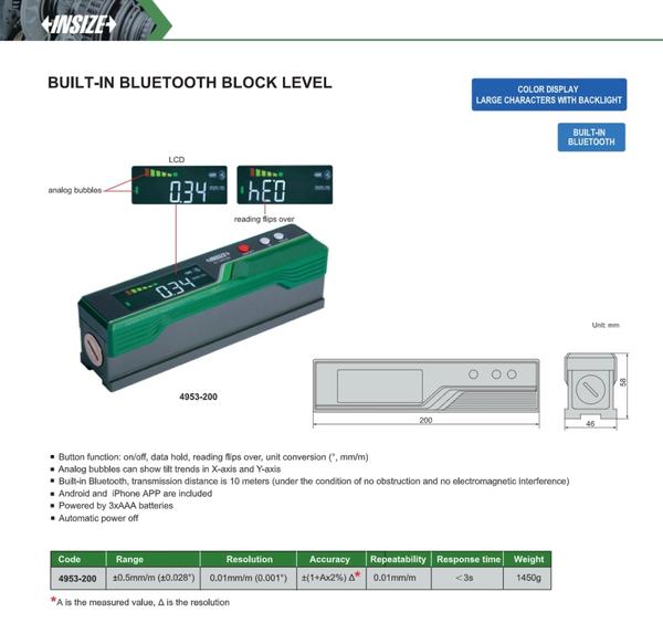 DIGITAL PRECISION LEVEL 200 MM WITH BUILT-IN BLUET