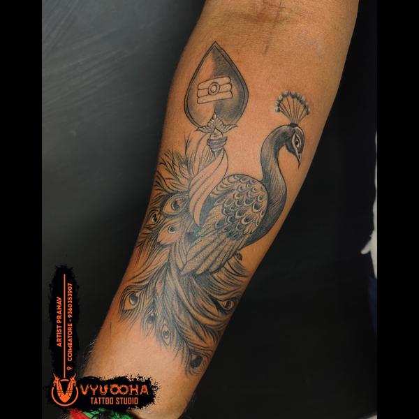 peacock shiva trishul tattoo c