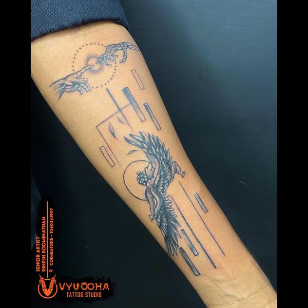 wing and angel tattoo design