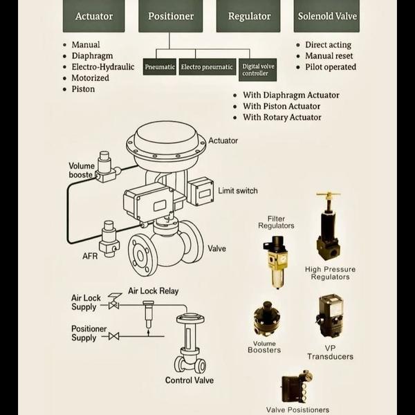 Accessories for a globe control valve are componen