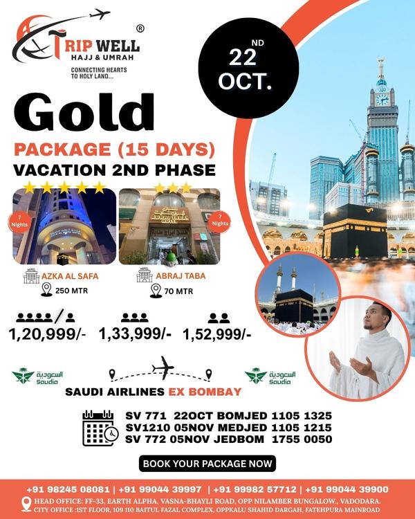 ✨ Tripwell Gold Umrah Package 
