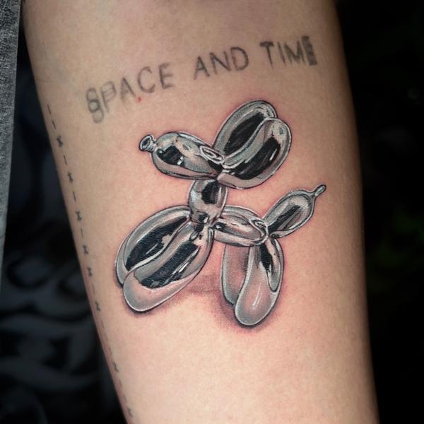 metallic balloon tattoo with b