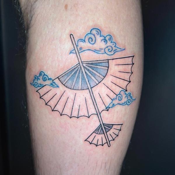 japanese hand fan tattoo desig