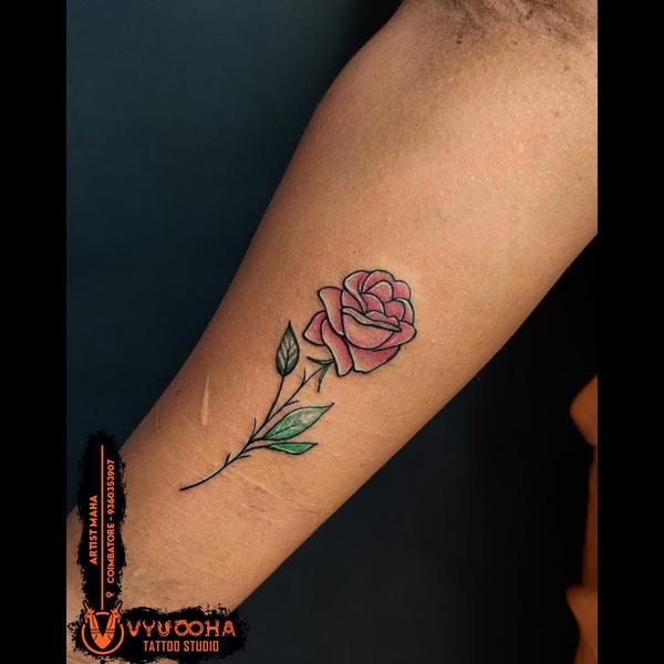Elegant Red Rose Tattoo In Rat