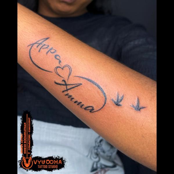 Appa Amma Name Tattoo with Hea