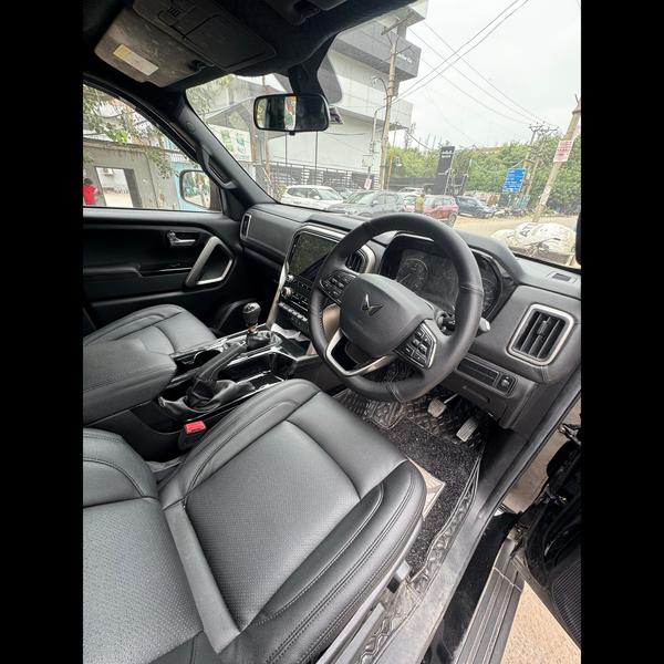 luxury black cabin interior up
