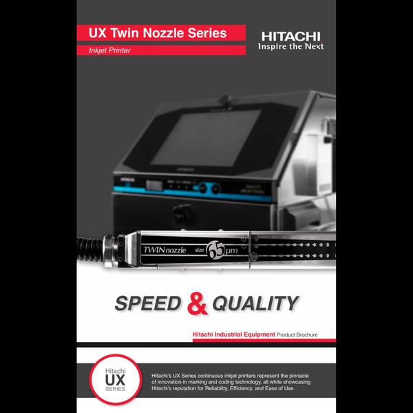 The Hitachi UX Twin Nozzle is a continuous inkjet 