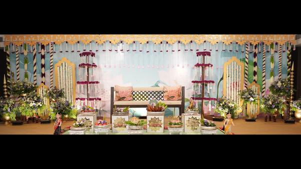 floral wedding backdrop with j