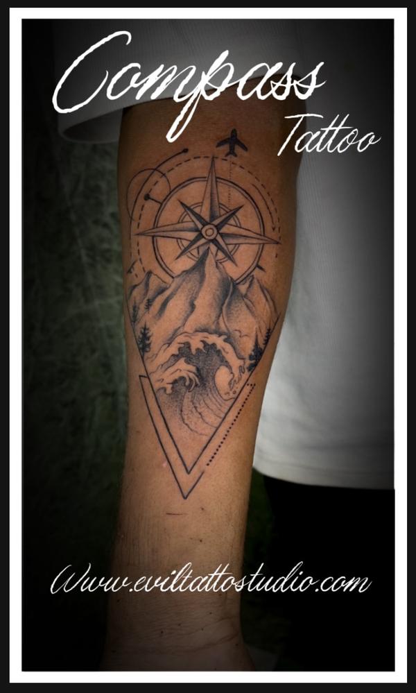 cosmic mountain tattoo design