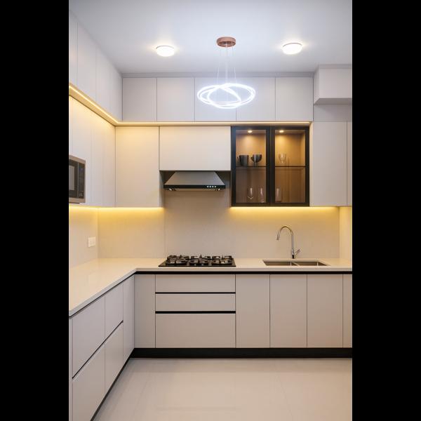 This U-shaped modular kitchen is the perfect blend