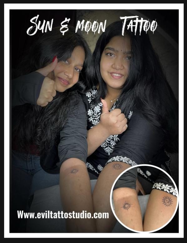 Matching Sun and Moon Tattoos