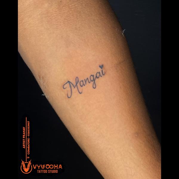 Mangai Name Tattoo with Heart 