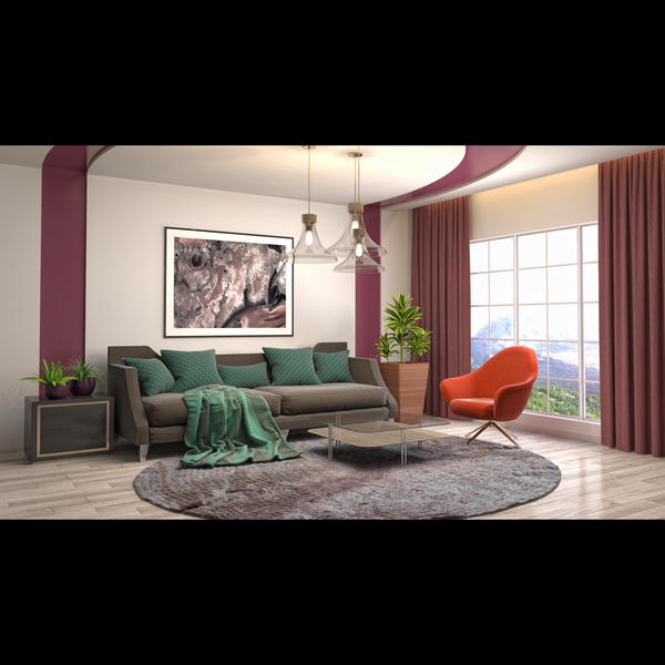 tv unit and living room interi