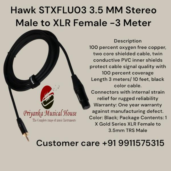 Hawk STXFLU03 3.5 MM Stereo Male to XLR Female 3 M
