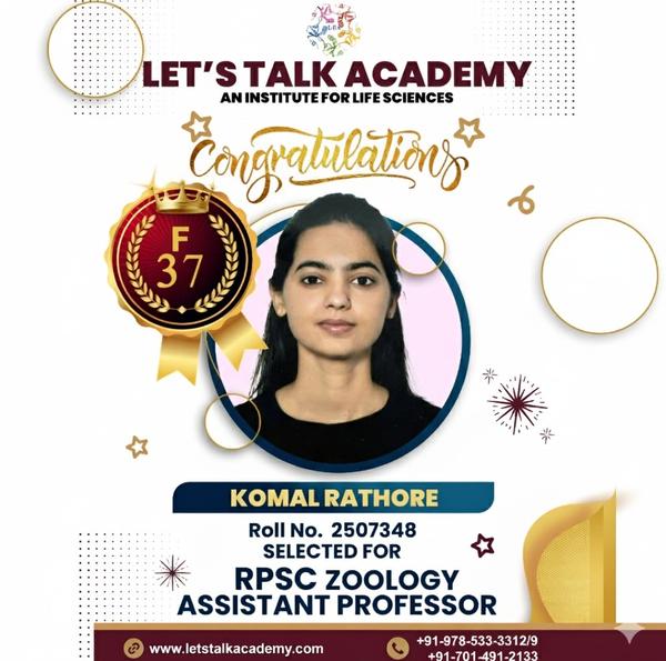 Congratulations to Komal 