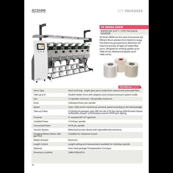 Soft Package Winder for yarn winding in Dye Spring