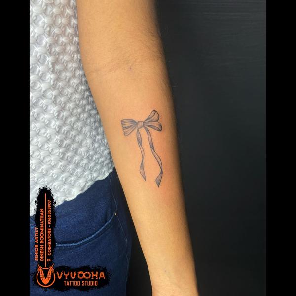 Elegant Bow Ribbon Tattoo on H