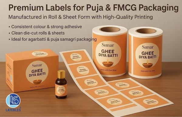 Premium-quality labels designed for Puja products