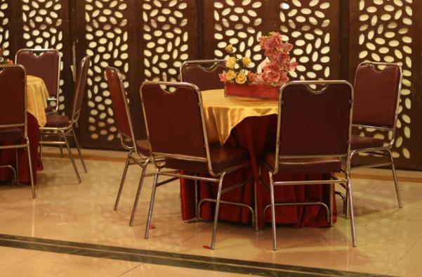 event space with warm lighting