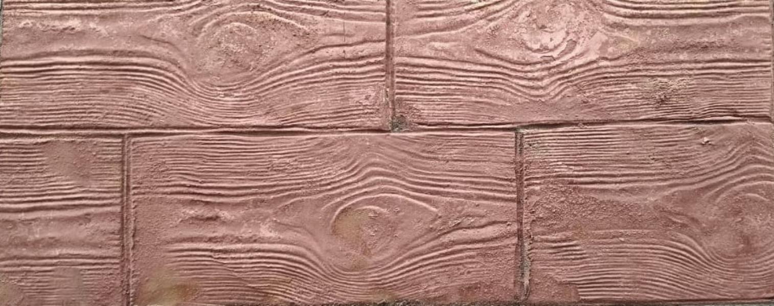 Wood plank stamped concrete of