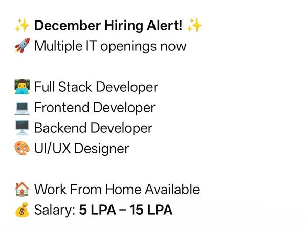 Hiring Full Stack Developer, F